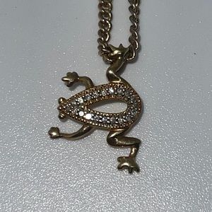14Karat Gold Frog W/Diamonds Necklace